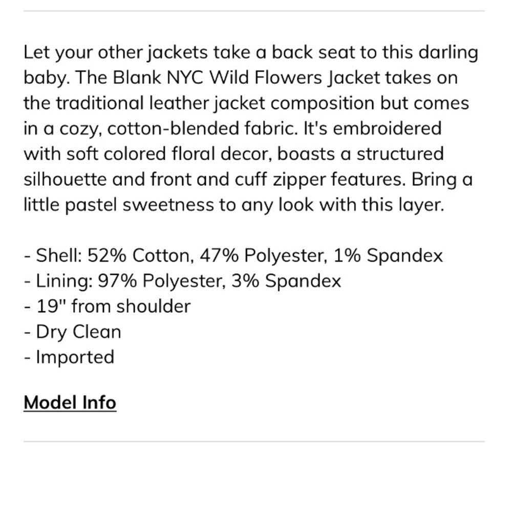 Blank NYC wild flowers blush jacket NWT large - Picture 5 of 8